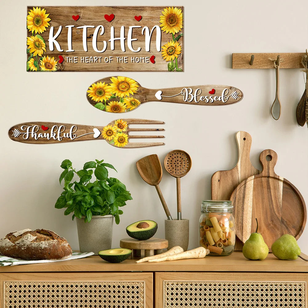 Sunflower Theme Kitchen Wallpaper Self-Adhesive Wall Stickers