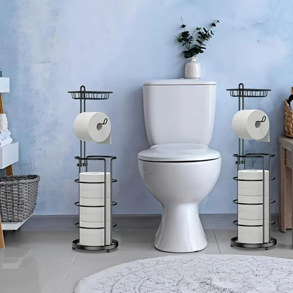 2- free-standing toilet paper holder with shelf
