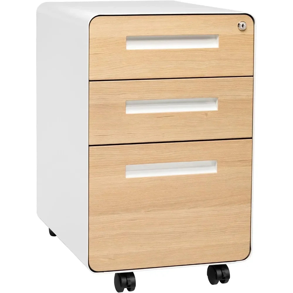 3 Drawer File Cabinet with Lock Under Office Desk Metal Filing Cabinet
