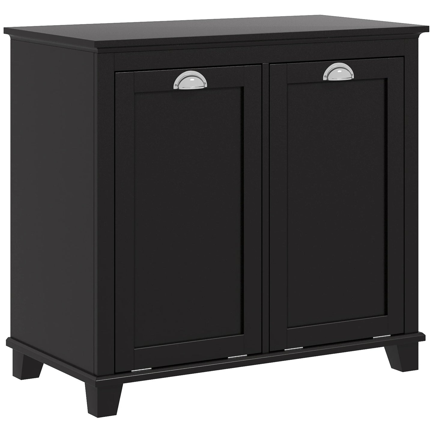 Homcom Dual Tilt Out Laundry Hamper Cabinet, Bathroom Storage Cabinet with 2-Compartment Hamper, Modern Floor Cabinet, Black