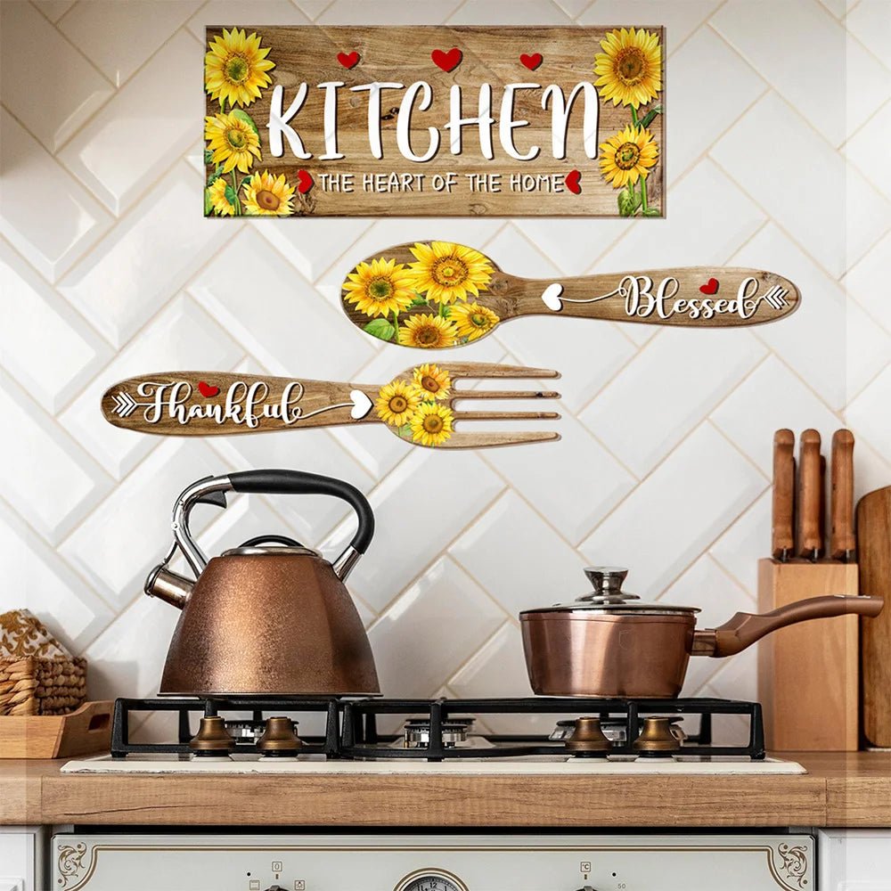 Sunflower Theme Kitchen Wallpaper Self-Adhesive Wall Stickers