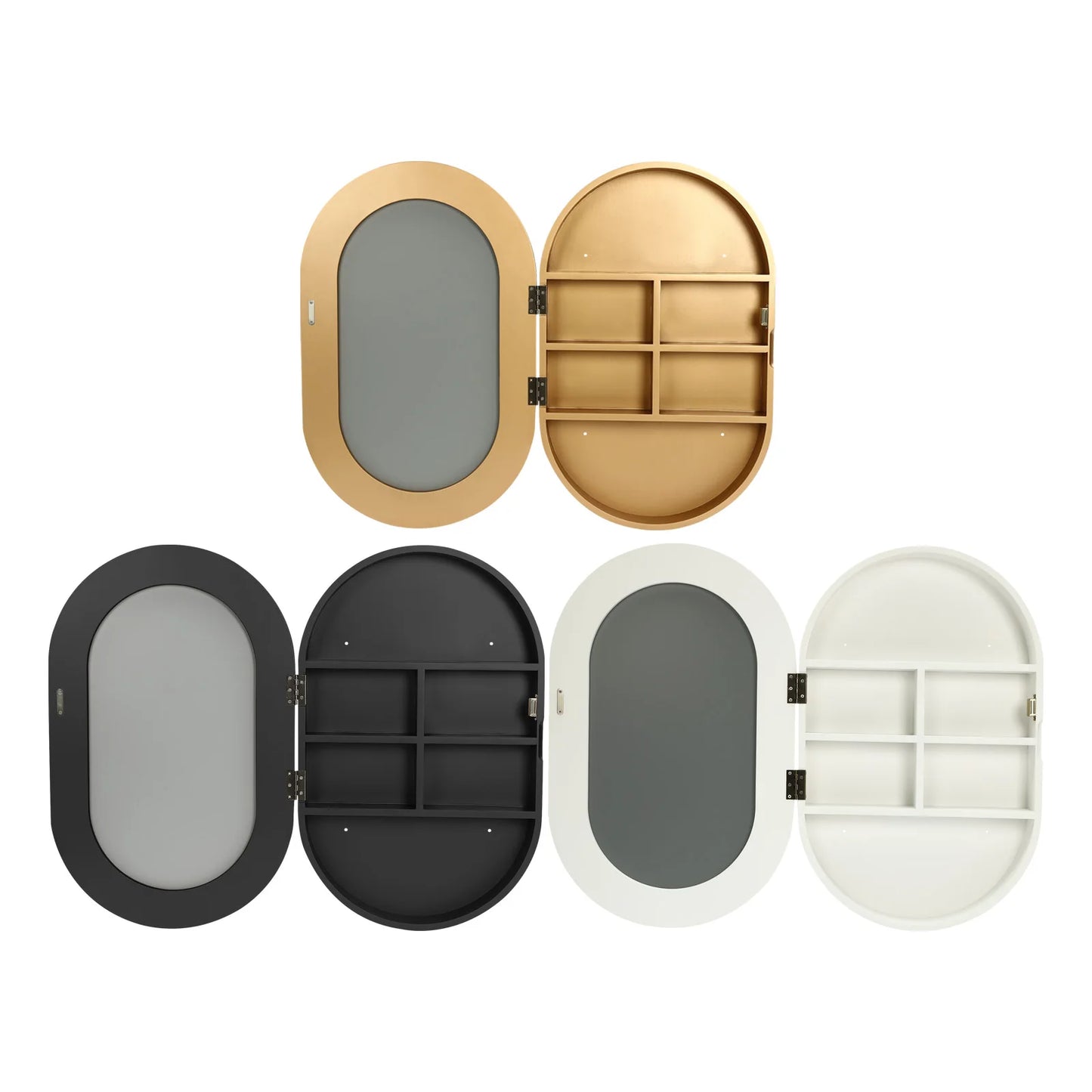 Oval Cabinet Mirror with Bathroom Wall Storage for Stylish Organization