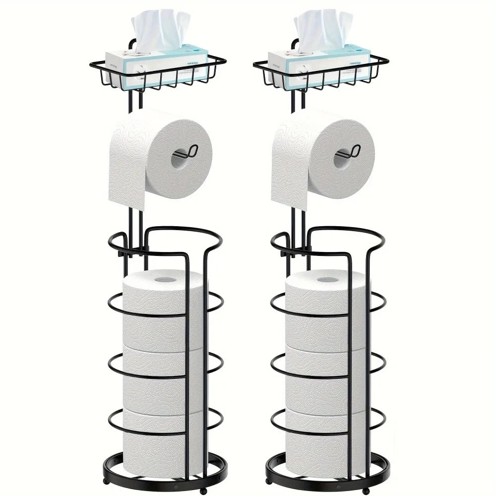 2- free-standing toilet paper holder with shelf