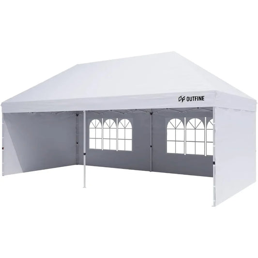 10'X20' Canopy Gazebo Commercial Tent With 4 Removable Sidewalls Stakes X12 Exterior Door