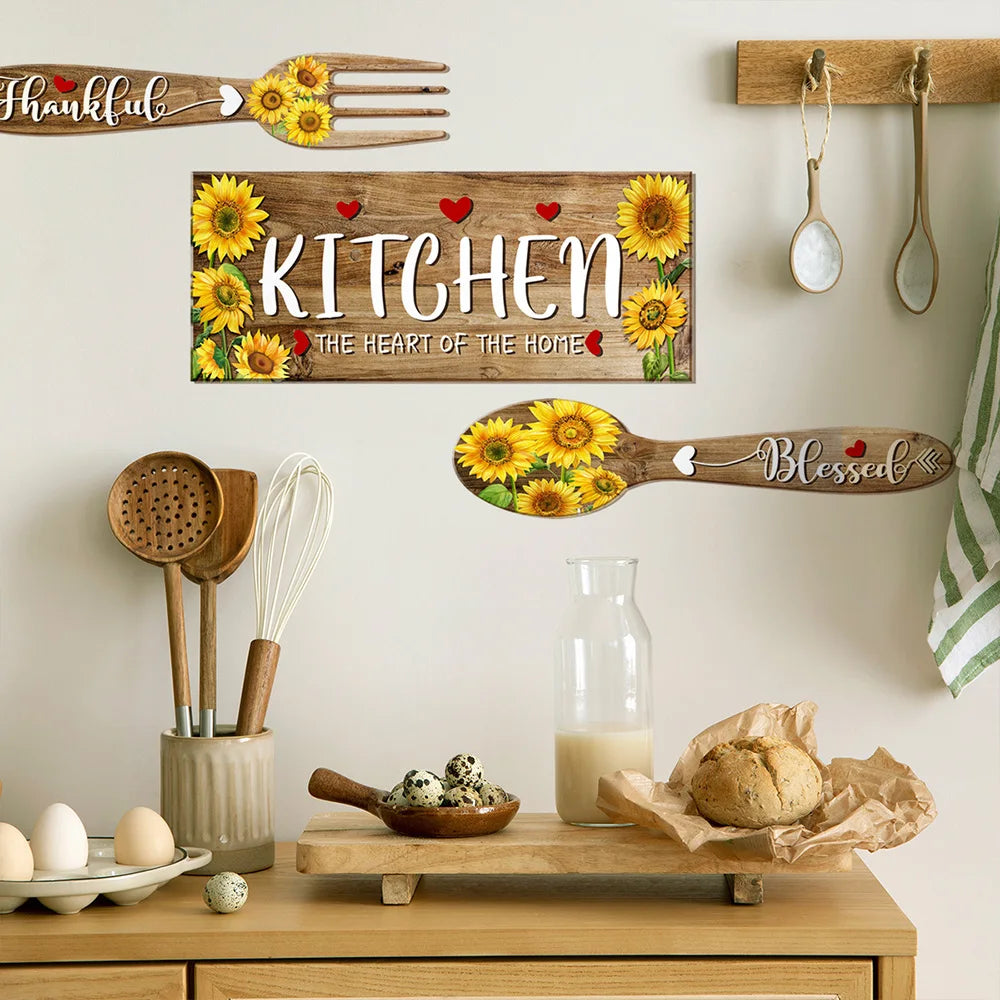 Sunflower Theme Kitchen Wallpaper Self-Adhesive Wall Stickers