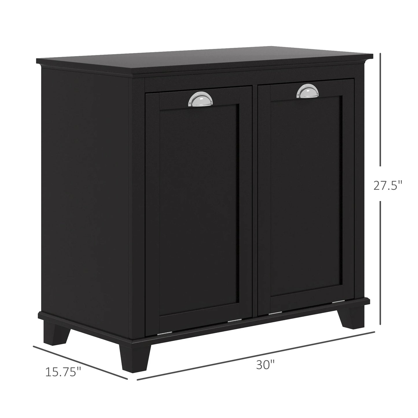 Homcom Dual Tilt Out Laundry Hamper Cabinet, Bathroom Storage Cabinet with 2-Compartment Hamper, Modern Floor Cabinet, Black