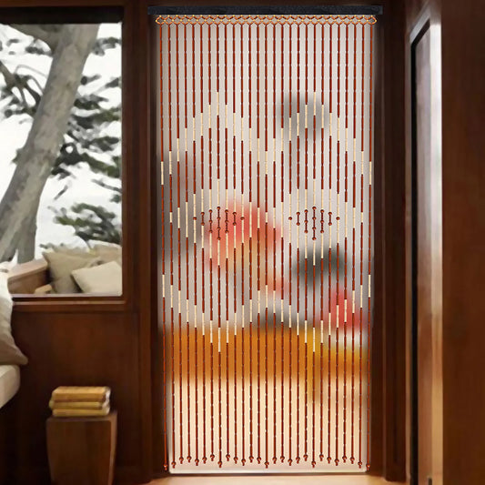Natural Wood Bamboo Beaded Curtain Fly Screen Doorway Porch Divider
