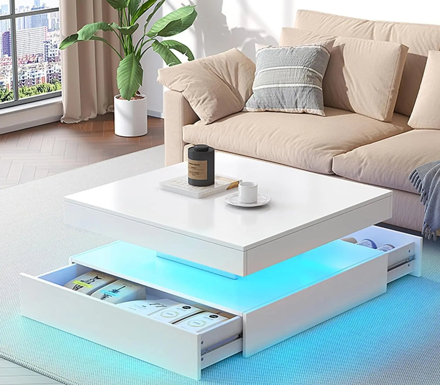 LED Coffee Table with Storage