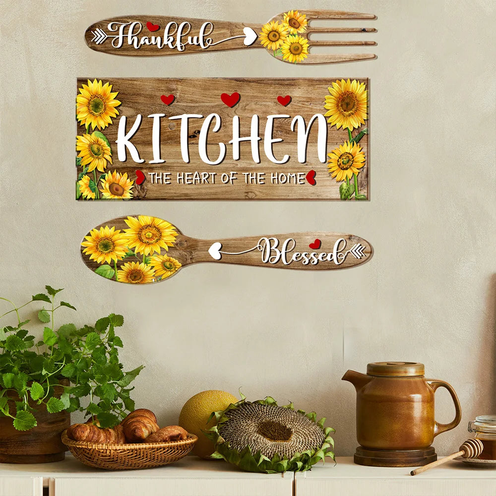 Sunflower Theme Kitchen Wallpaper Self-Adhesive Wall Stickers