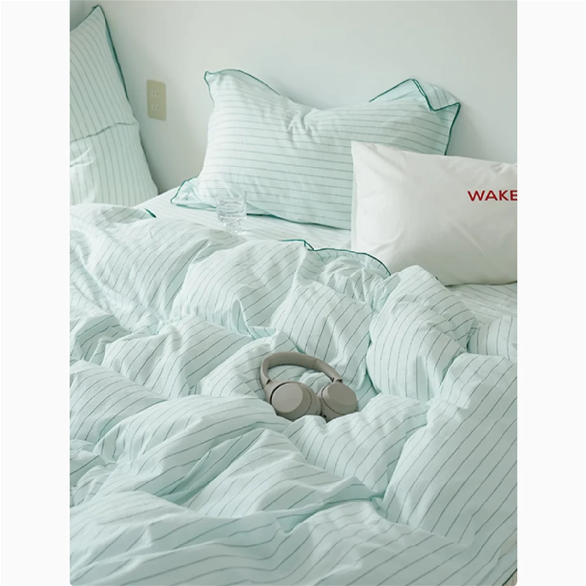 4-Piece Garden Mint Charming Duvet Cover Set - Soft Ruffle Design, Solid Colors for Men & Women - Premium Polyester, Skin-Friend