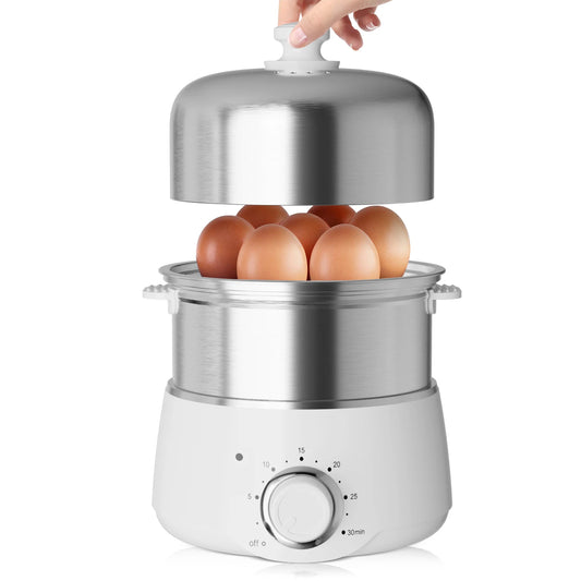 14-Egg Capacity Electric Hard-Boiled Stainless-Steel Egg Cooker