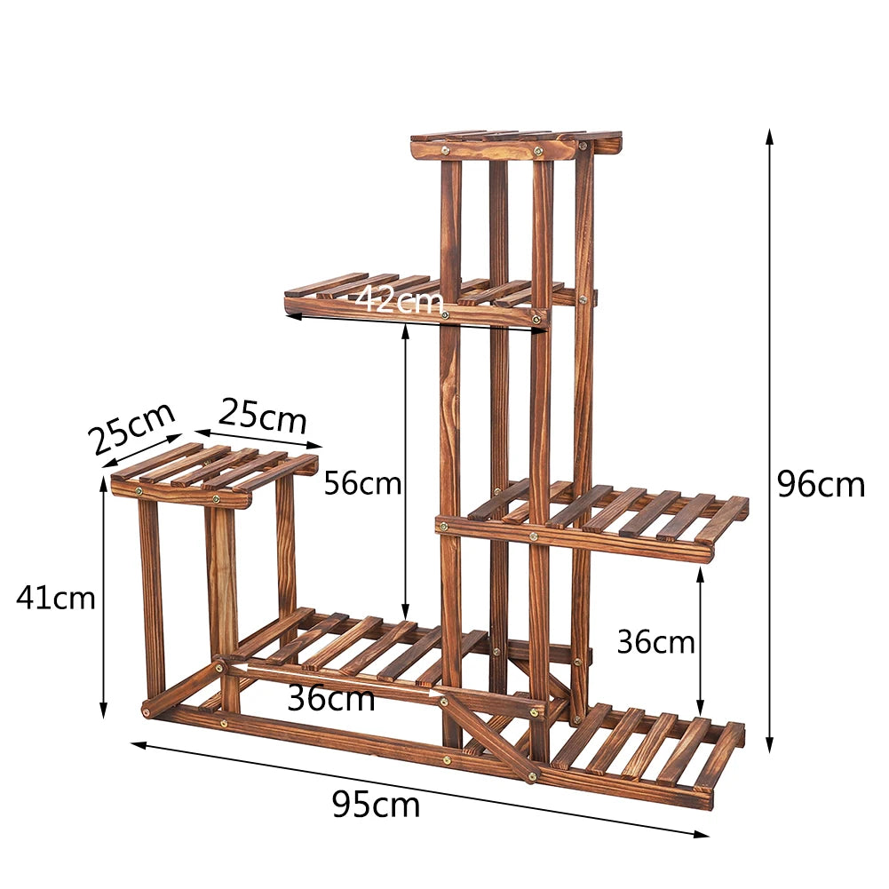 Beautiful 6-Tiered Wood Plant Flower Stand