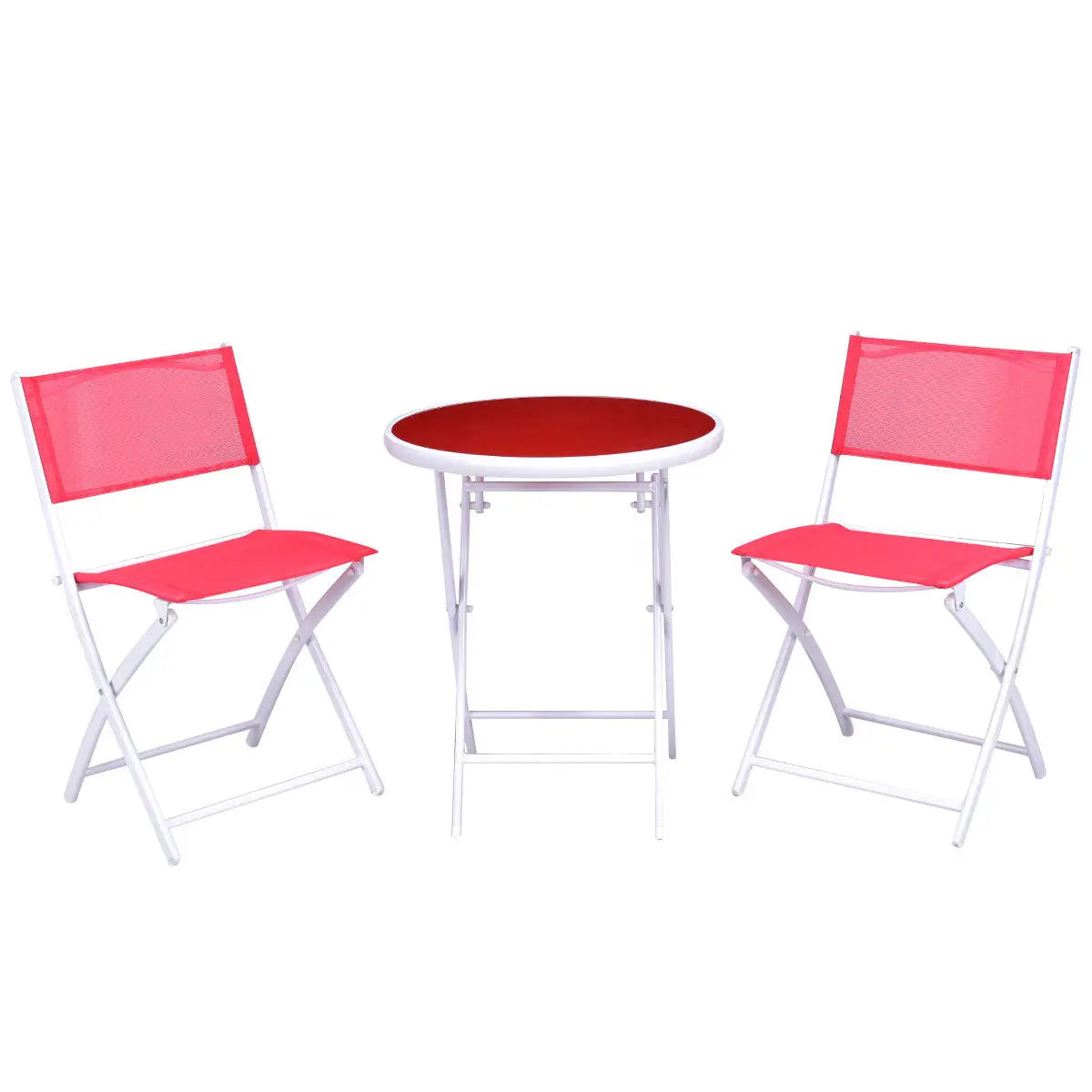 3 PCS Folding Table Chairs Set Garden Backyard Patio Furniture