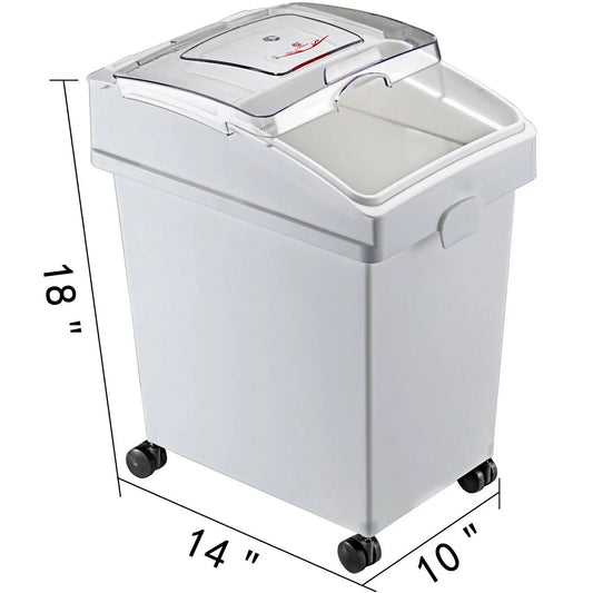 25L Dry Ingredient Storage Bin with Scoop Caster Dustproof Rice Flour Soybeans for kitchen