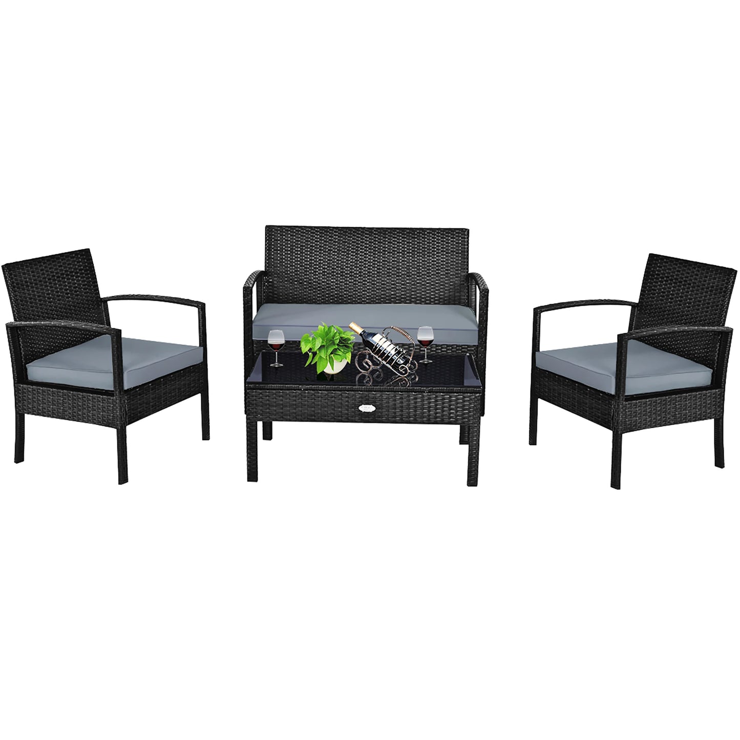 4PCS Outdoor Patio furniture Set Cushioned Sofa