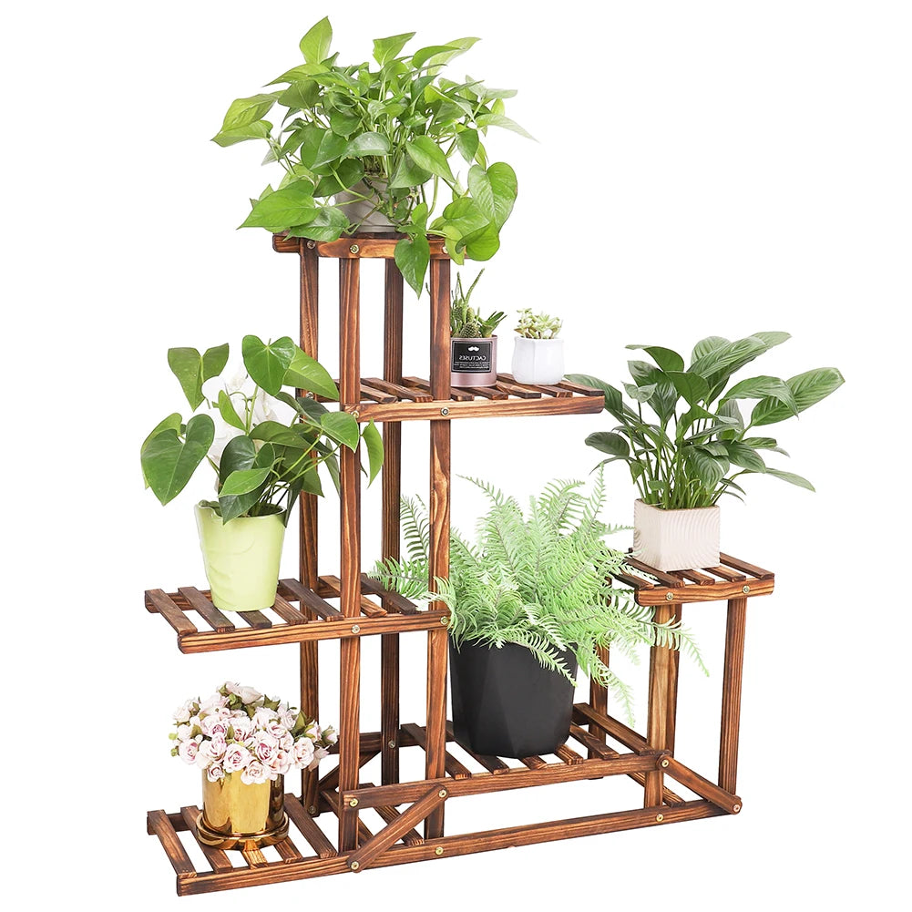 Beautiful 6-Tiered Wood Plant Flower Stand