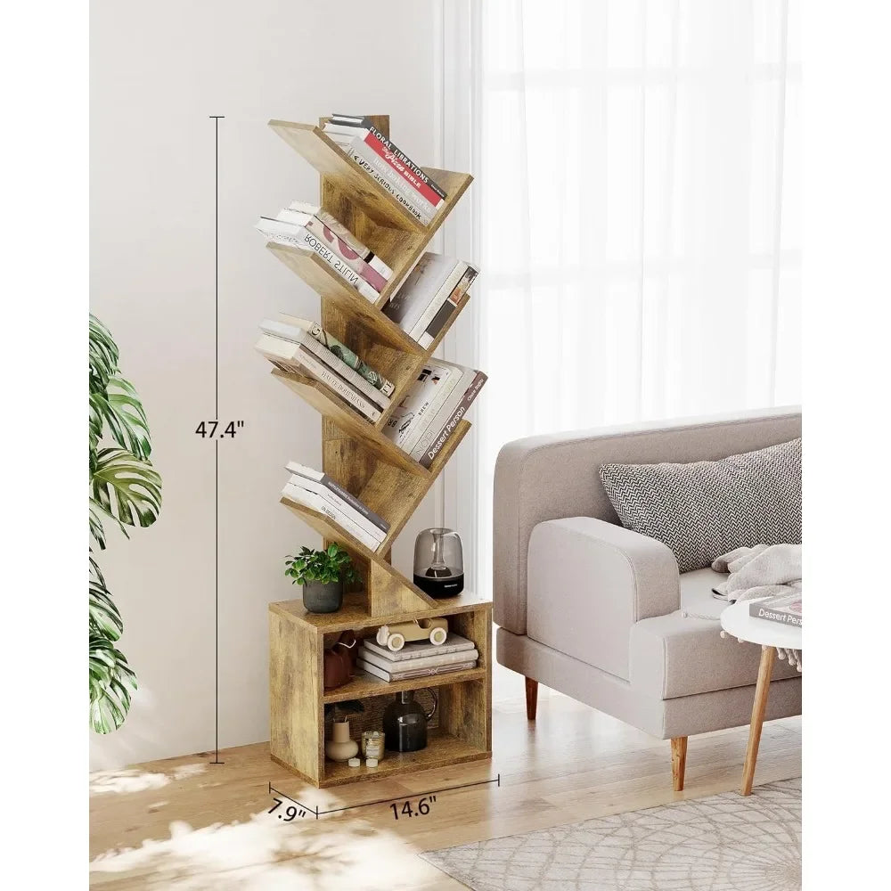 6 Tier Tree Small Floor Standing Bookshelf