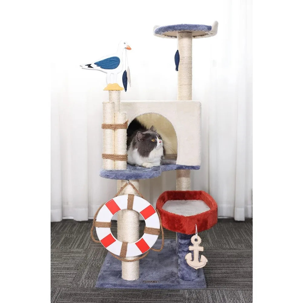 Tree Tower Condo Furniture Apartment Plush Habitat Kitten Amusement Platform with Scratch Posts