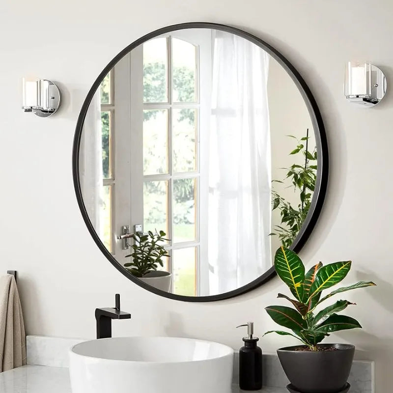 Wall Mounted Circle Mirror with Metal Frame, Suitable for Bathroom, Vanity, Entryway, Living Room, Wall Decor