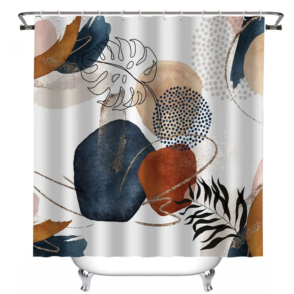 Shower Curtain Waterproof Bathroom Curtain with 12 Hooks