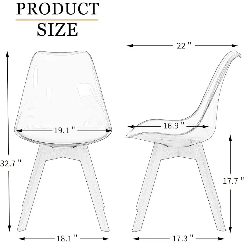 Kitchen Dining Chairs Set of 4, Acrylic, Clear Accent Seat Cushions