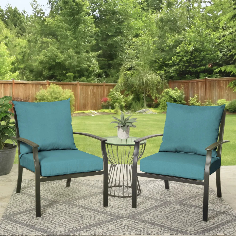 Turquoise Blue Rectangle Outdoor 2-Piece Deep Seat Cushion sofa cushion