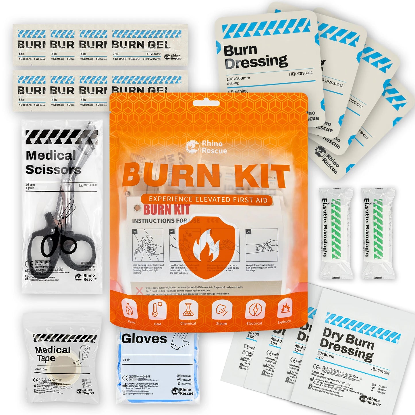 Burn Care Kit: Burn Dressings, Burn Gel Packets, Cooling Cream, Burn First Aid Kit