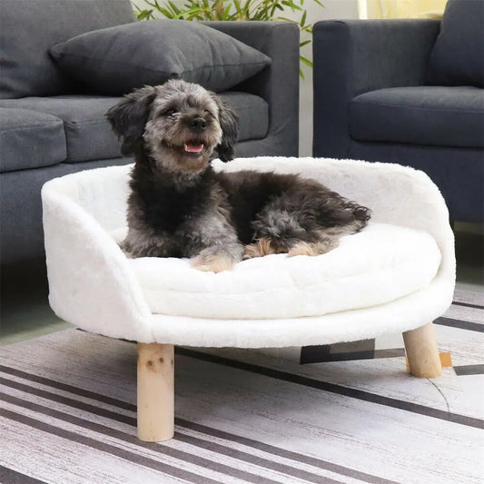 Pet Sofa Bed Raised Cat Chair Small Dog Couch Bed Removable Cushion