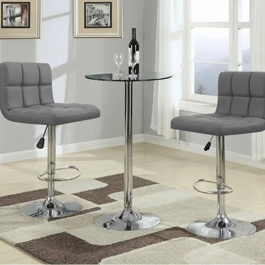 Leather Swivel Adjustable Bar Stool, set of 2 Gray