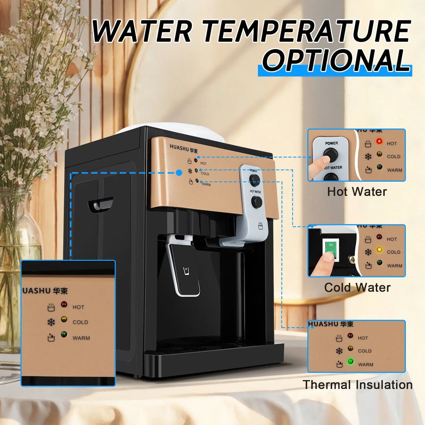 Countertop 5 Gallon Warm & Hot & Cold Freestanding Drinking Machine