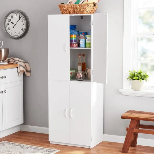 4-Door 5-Foot Storage Cabinet with Adjustable Shelves, Stipple kitchen island  kitchen cabinet