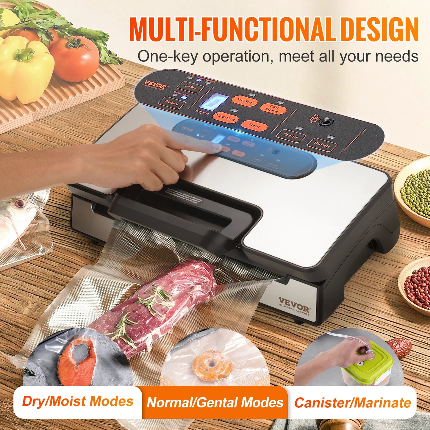 Vacuum Sealer Food Packaging Machine with Free 10pcs Vacuum bags for Household