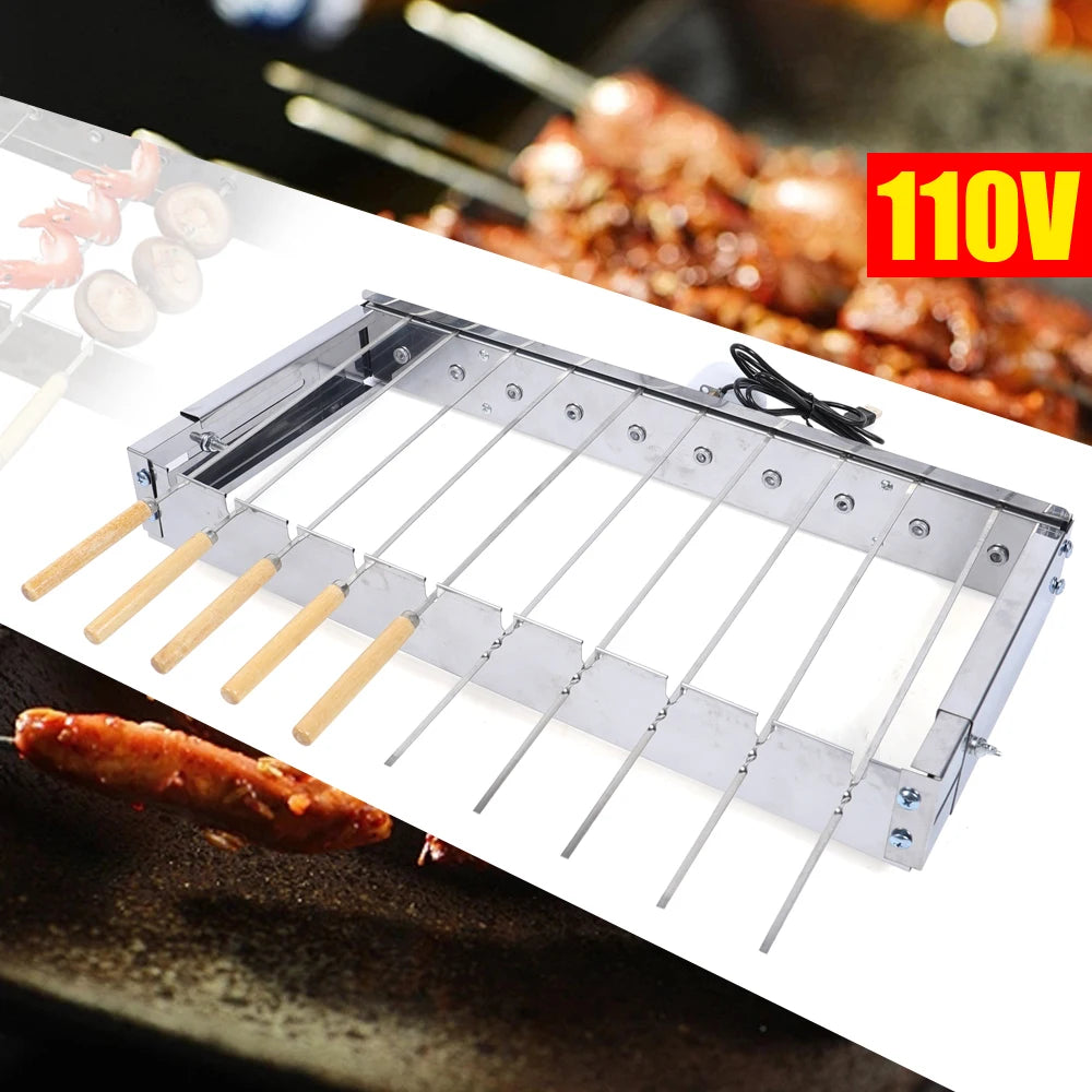 Stainless Steel Electric Rotisserie Grill Rack with Skewers