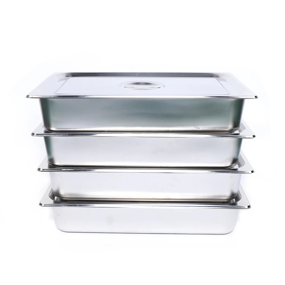 4Pcs Buffet Table Pans Tray Stainless Steel Food Container for Party BBQ Baking