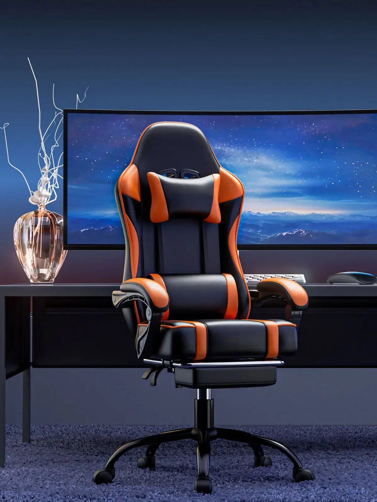 Leather Video Game Chairs for Adults, Reclining Gamer Chair Office Desk Chair