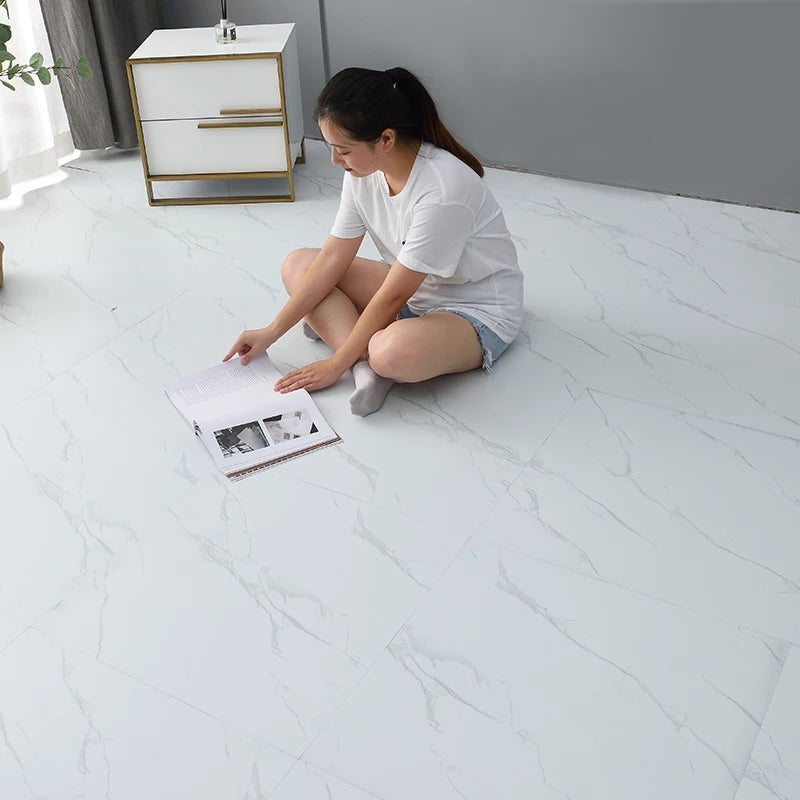 Simulated Marble Tile Floor Sticker PVC Waterproof Self-adhesive for Living room Toilet Kitchen Home Floor Decor 3d Wall sticker