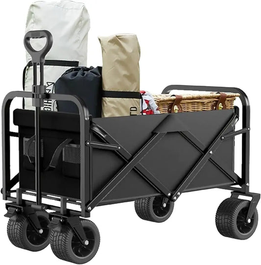 Collapsible Folding Wagon Load 330 Lbs Big Wheels, Adjustable Handle