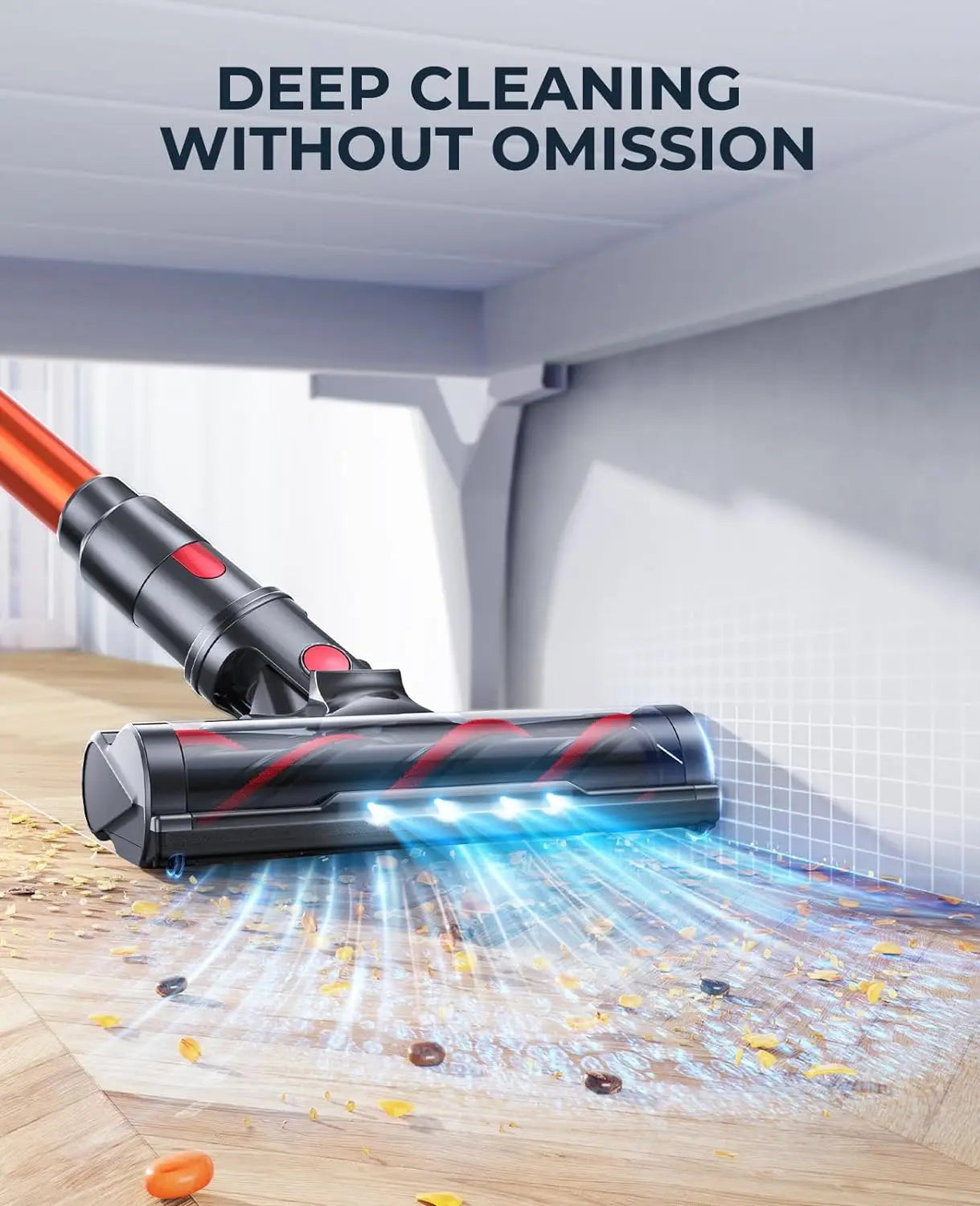 Laresar Cordless Vacuum Cleaner Home appliance 450W Powerful Touch Screen 55 Mins Detachable Battery Floor/Carpet/Pet Hair