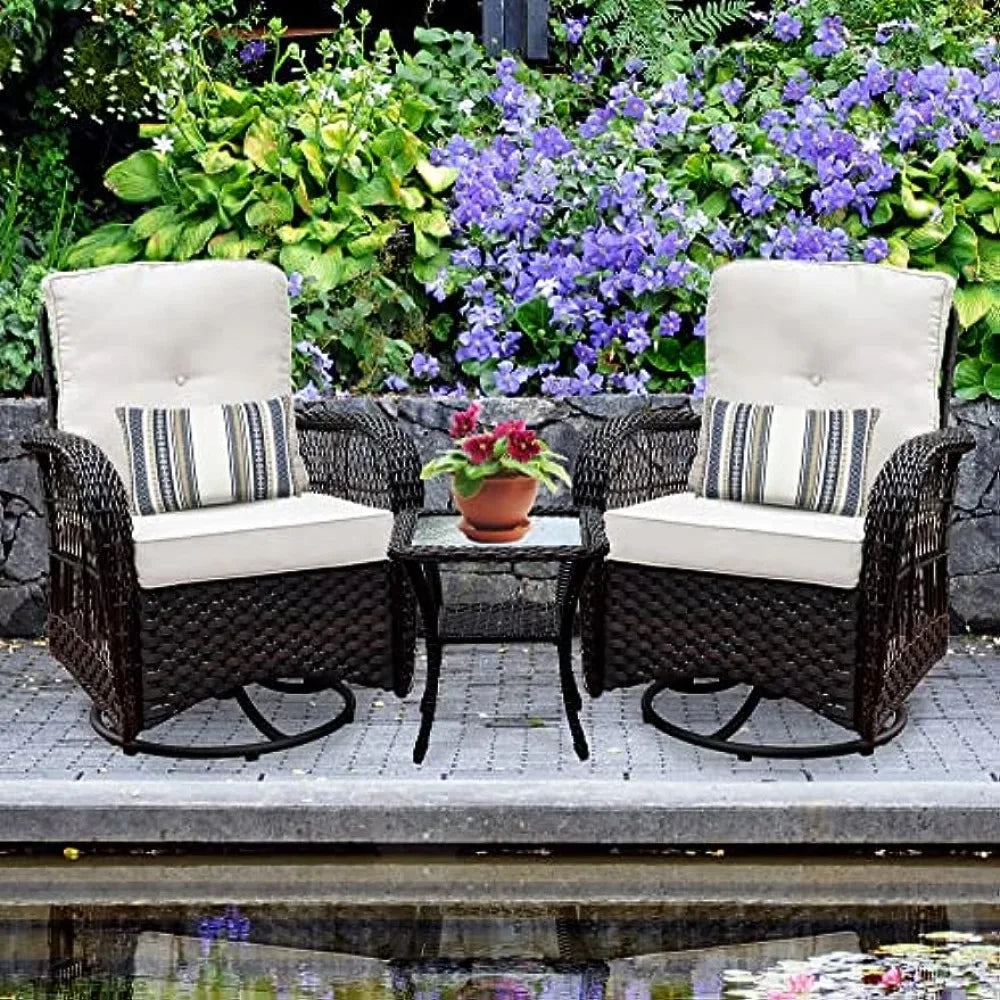 Swivel Rocker Patio Chairs Set of 2 and Matching Side Table