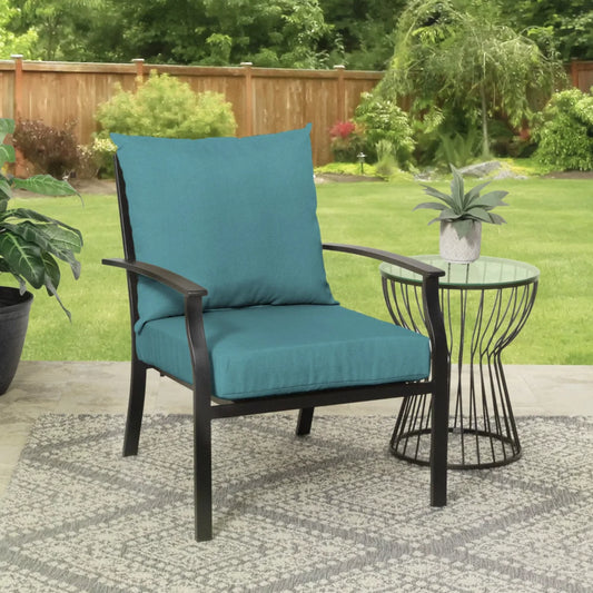 Turquoise Blue Rectangle Outdoor 2-Piece Deep Seat Cushion sofa cushion