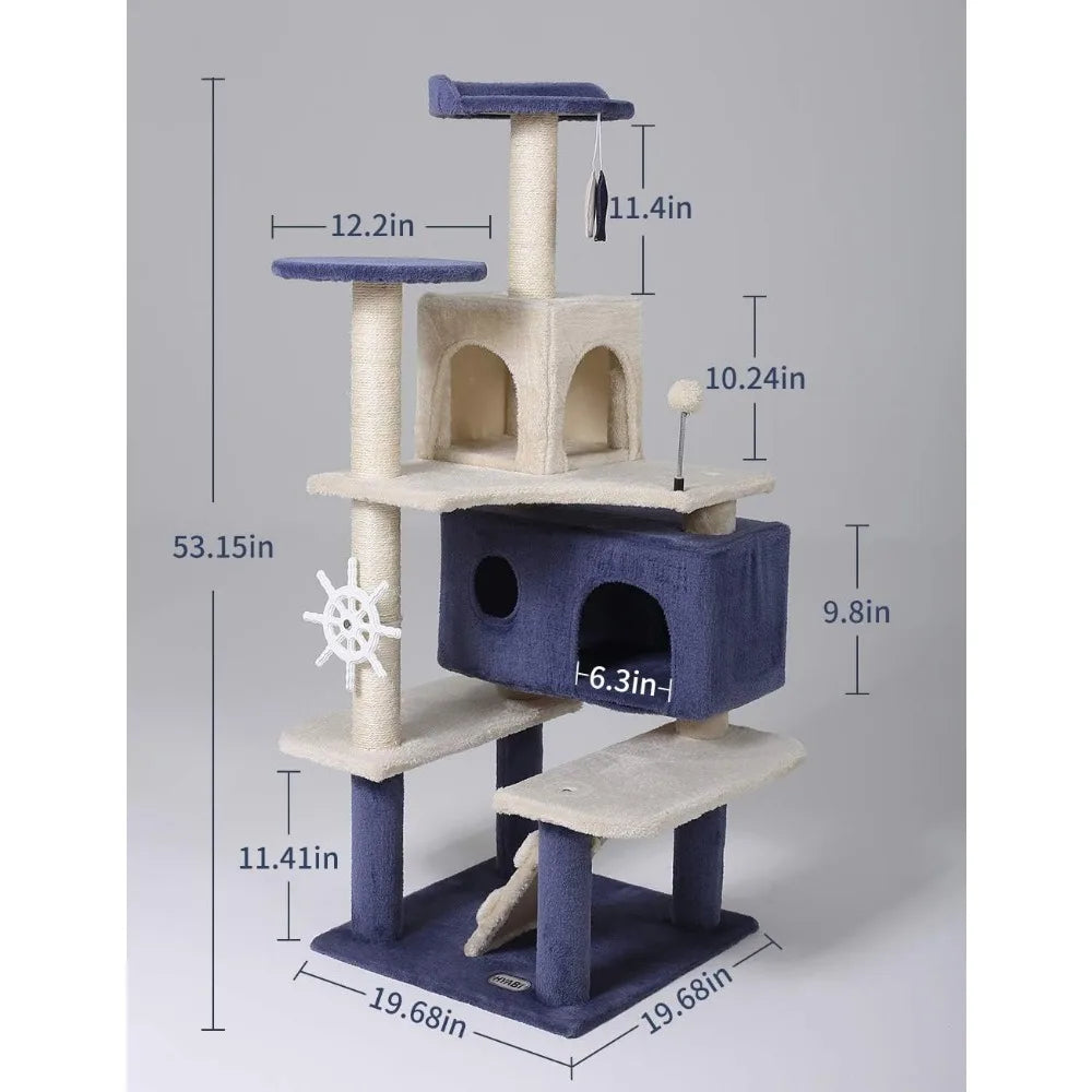 Tree Tower Condo Furniture Apartment Plush Habitat Kitten Amusement Platform with Scratch Posts