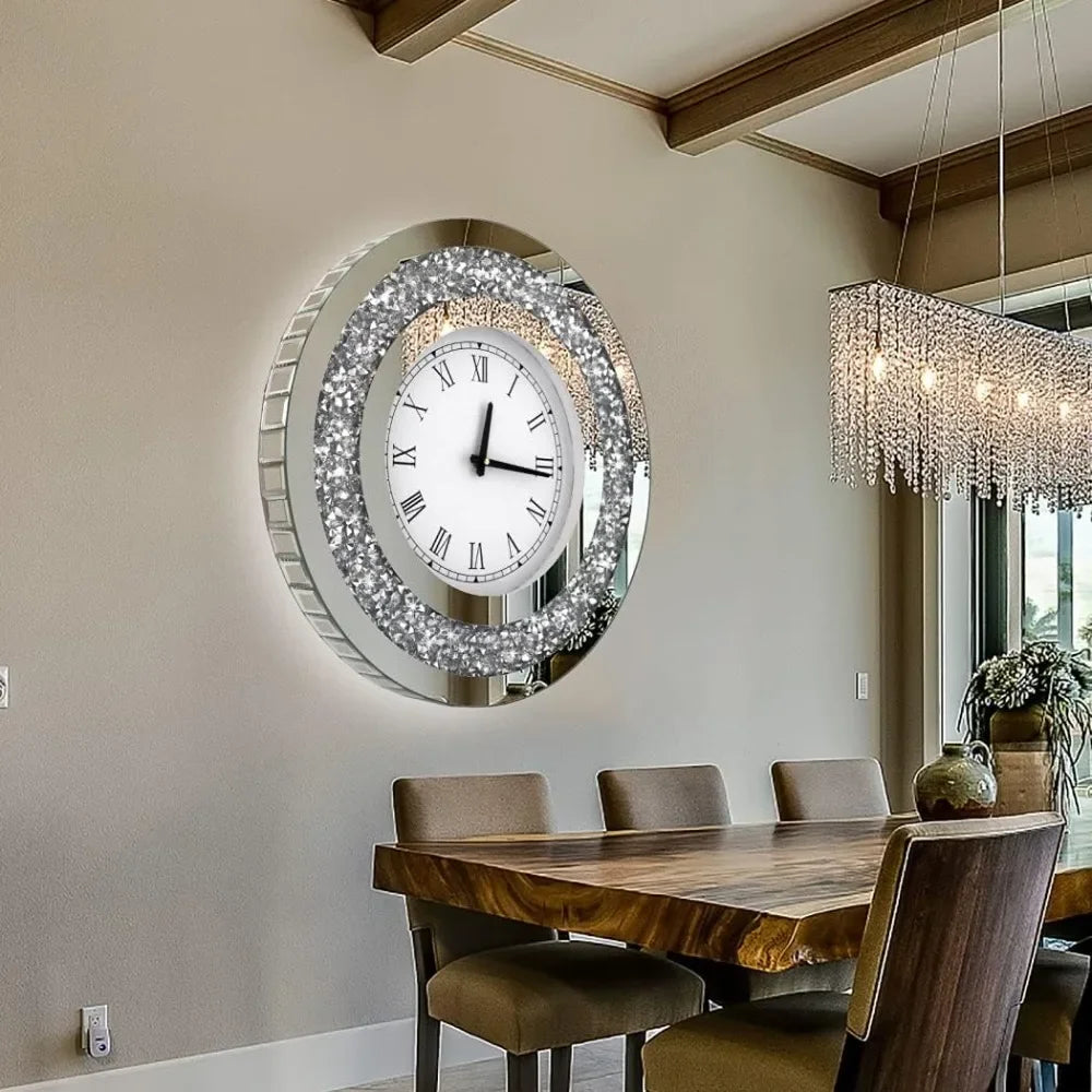 Diamond Mirror Large Wall Clock for Wall Decoration