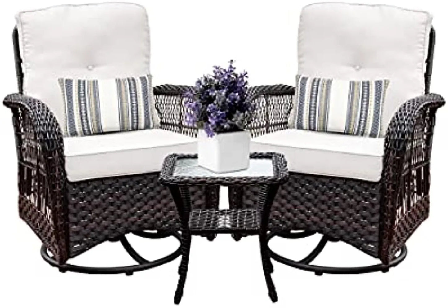 Swivel Rocker Patio Chairs Set of 2 and Matching Side Table