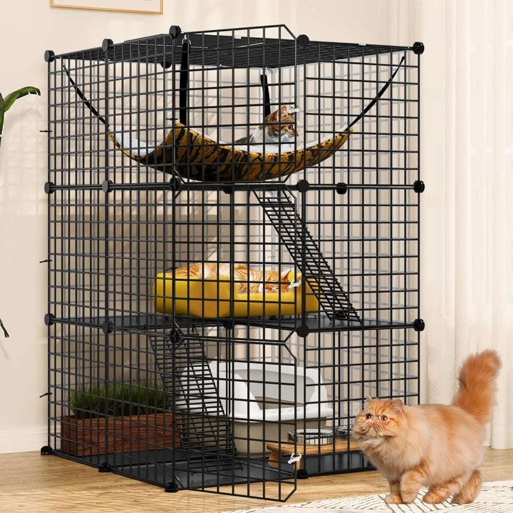 4-Tier Indoor Cat Enclosure with Hammock for 1-3 Cats