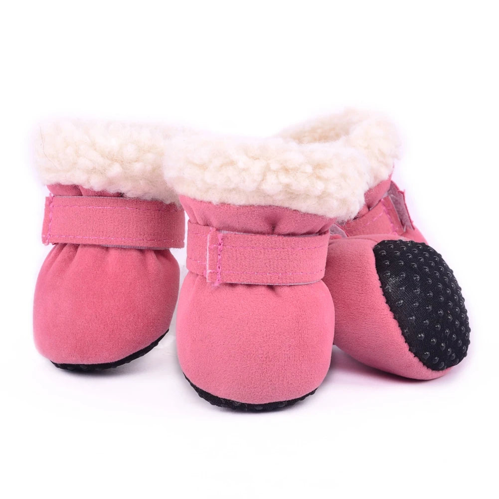 4pcs/set Plush Dog Boots Socks Comfortable Anti-Slip Footwear