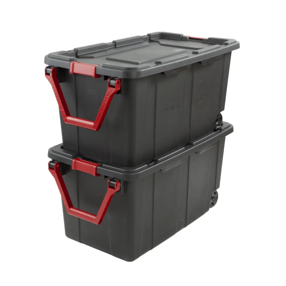 Sterilite Storage Boxes 40 Gallon totes with wheels.