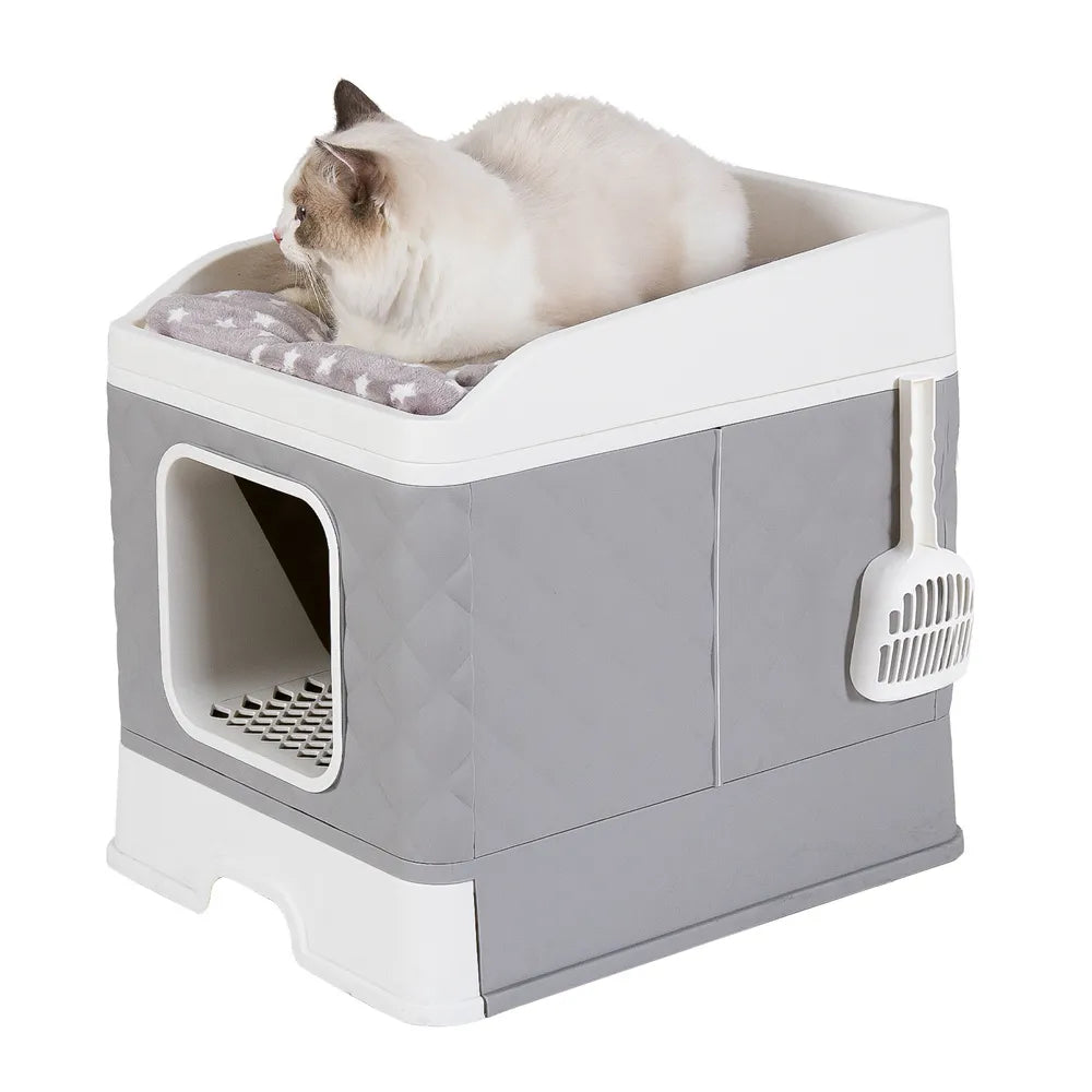 Foldable Cat Litter Box Large Pet Toilet Cát Sand Shovel Easy Clean Leak-proof