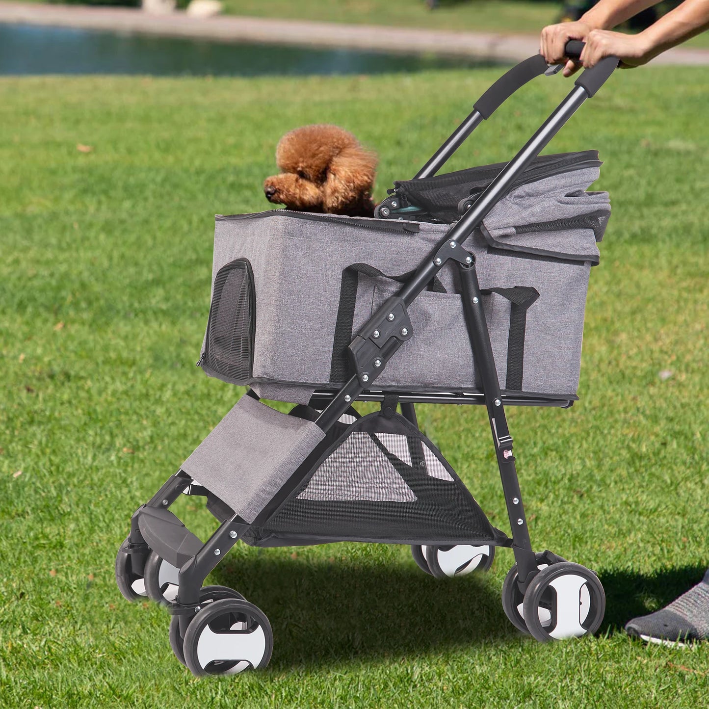 Large Pet Stroller with Detachable Carrier Cart Load 30lb