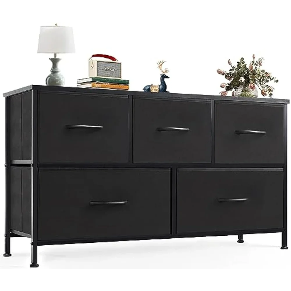 Long Dresser with Wood Top for Bedroom, Closet, Entryway