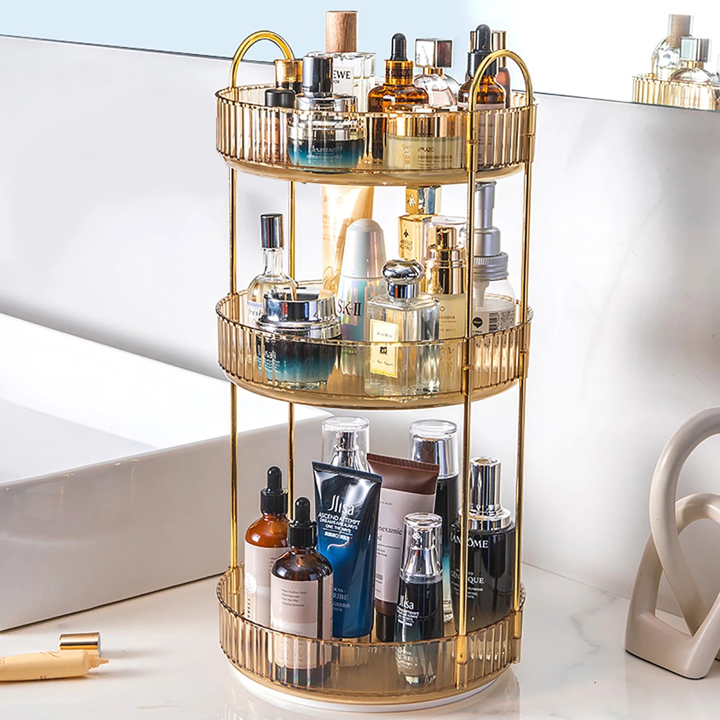 Rotating Makeup Organizer for Vanity 3 Tier